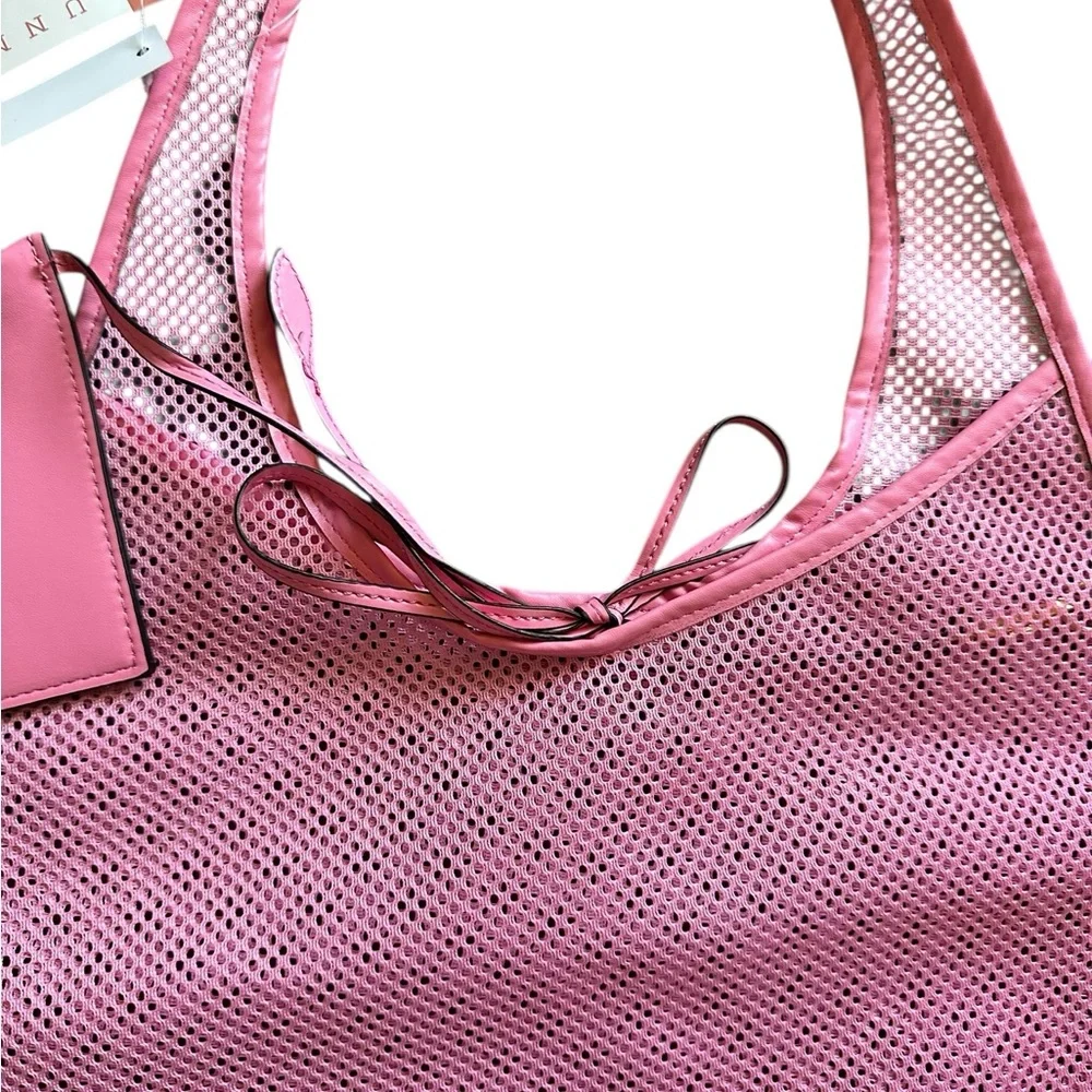 Pink Mesh Tote Bag with Pouch